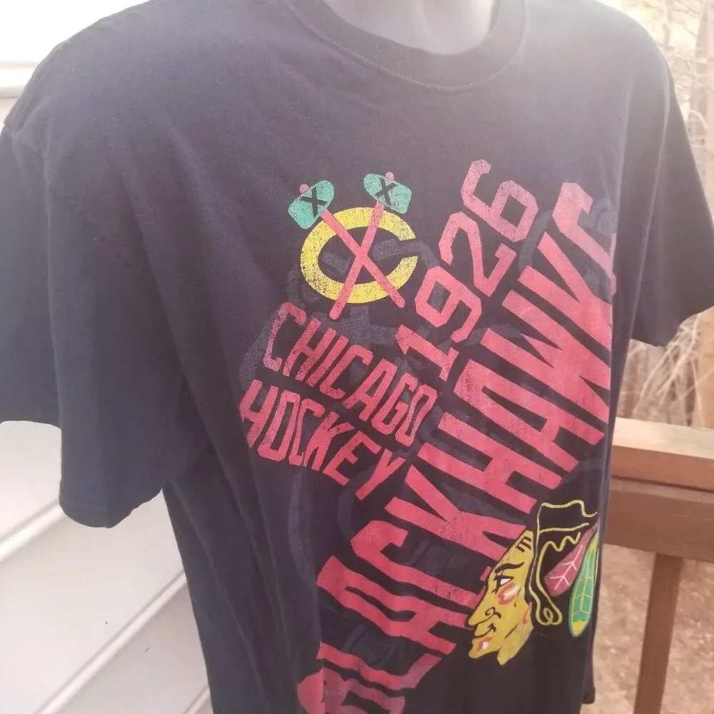CHICAGO BLACKHAWKS T-Shirt Mens XL Hockey 1926 Black NHL Ice Hockey